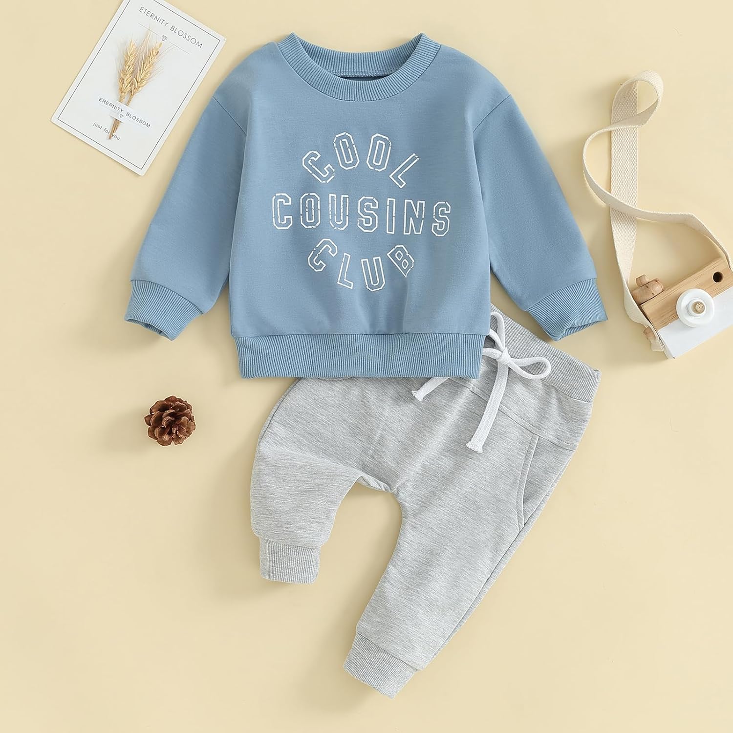 Toddler Boys Fall Outfits Cute Cousin Crew Neck Shirt Long Sleeve Baby Sweatshirts Long Pants Baby Winter Clothes - Image 2