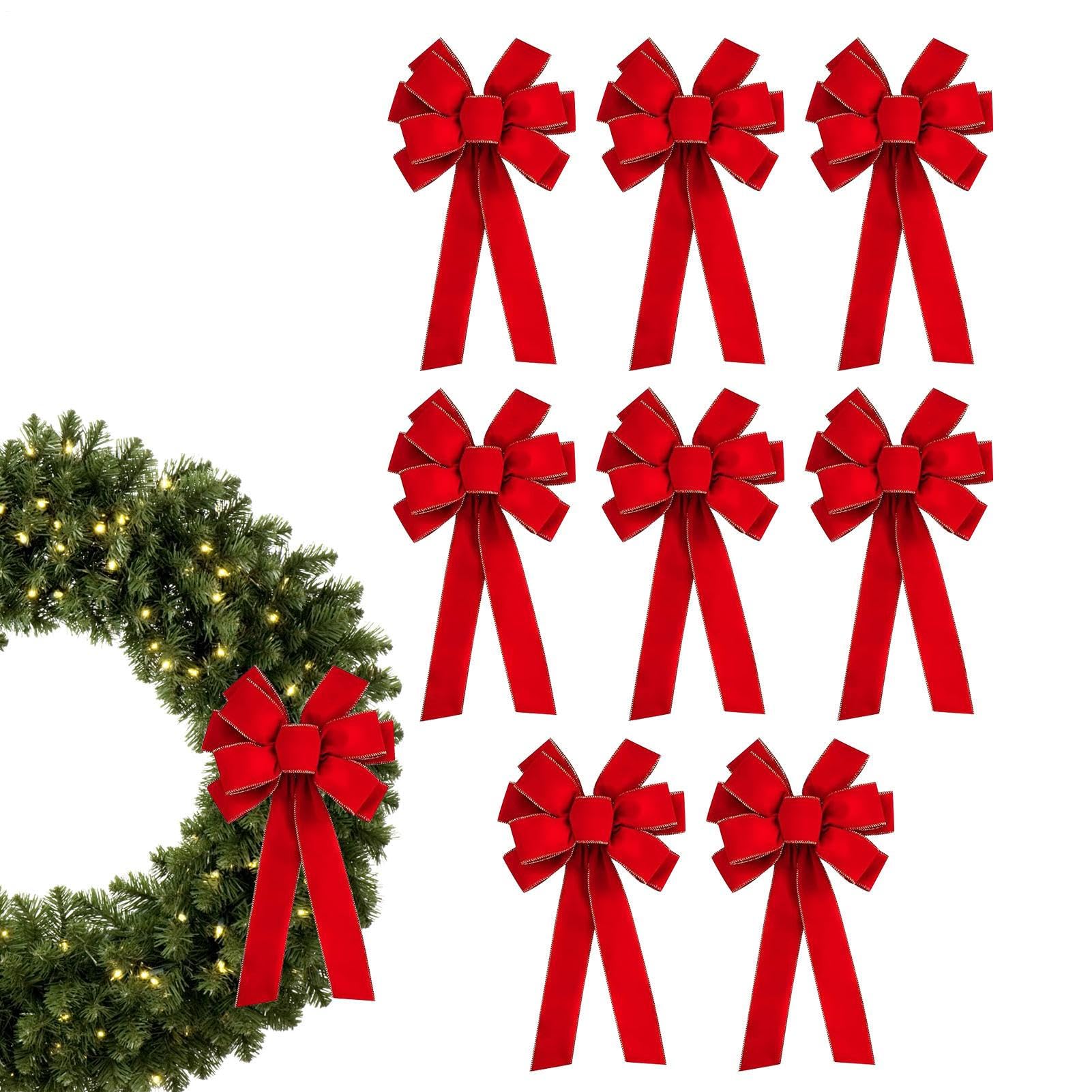 Fiocchi per Albero di Natale 8 Pezzi di Ornamenti con Bordo Oro