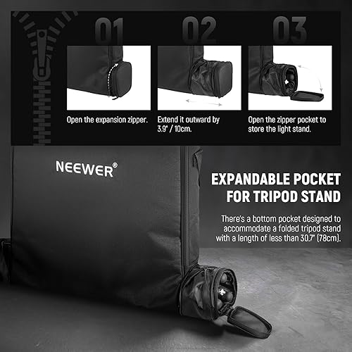 Miniatura 5 de NEEWER RU-009 - Bolsa de transporte de luz de anillo de 18 pulgadas con bolsa de almacenamiento separada expandible para trípode de soporte de luz