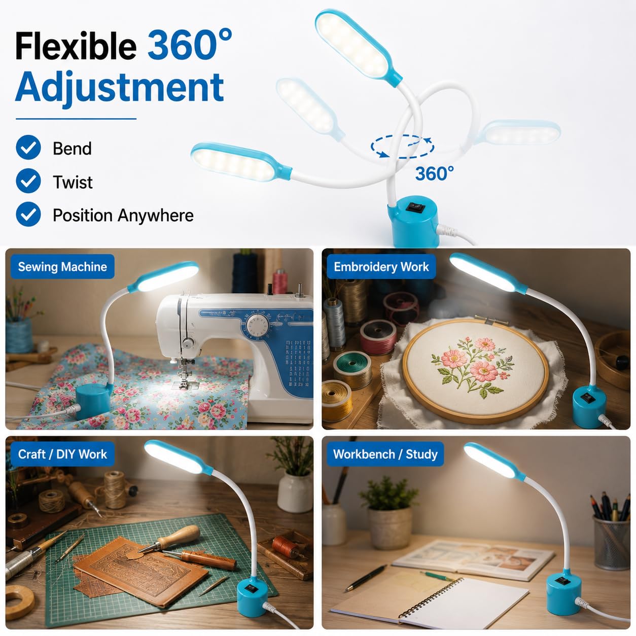 ZENITH FLEXIBLE MAGNET LED Sewing Machine Light, Flexible Silicone Gooseneck, Magnetic Base, Working Lamp for Home Study, Sewing Machine Accessories (FLEXIBLE 10s) — Amazon image 6