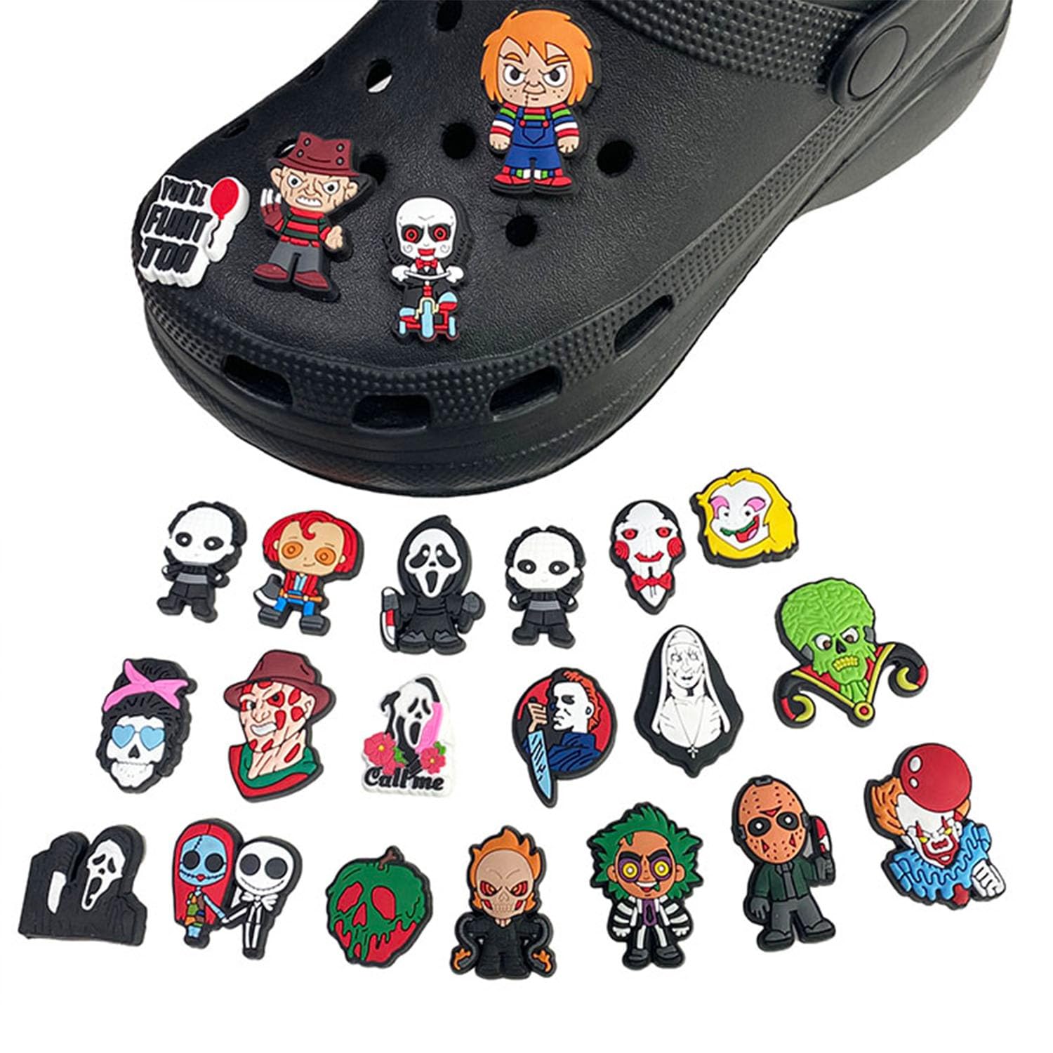 Terror Encantos del Zapato 30PCS Terrorífico tema de Halloween Zapato Decoración Croc Charms para Niñas Mujeres Niños Adultos, Regalo para Fiesta de Cumpleaños