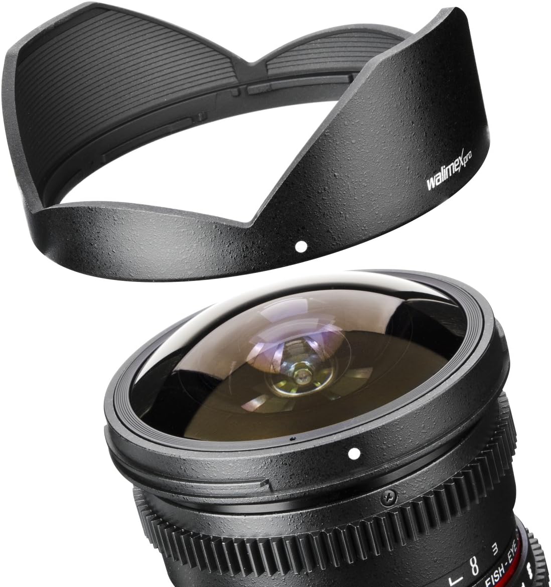 Walimex Pro 8mm f/3.8 VDSLR Fisheye Lens with detached hood