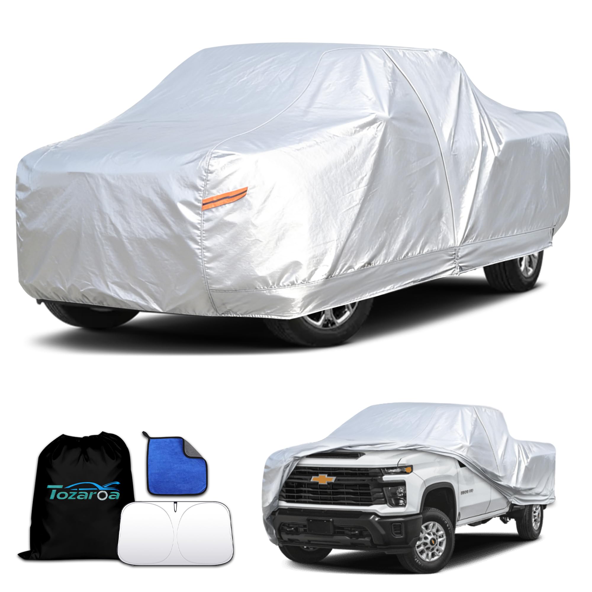 Car Cover Waterproof All-Weather,Heavy-Duty Outdoor Full Exterior Automobiles Snow Cover for SUV 181-190 inch,with Sun Visor,Anti-Scratch Cotton Lining & Zippered,Towel&Storage Bag — view 29