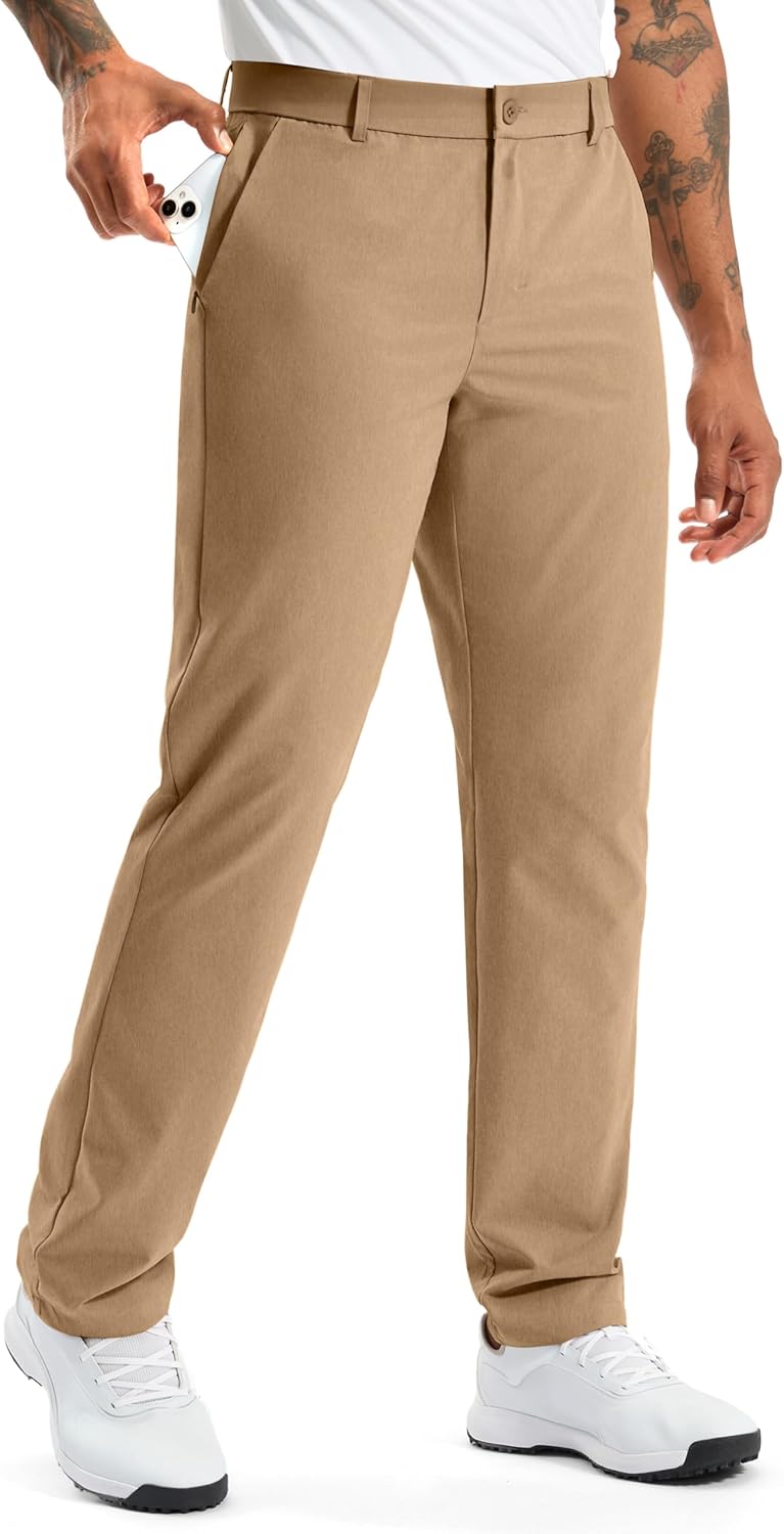 Soothfeel Mens Golf Pants Classic Fit Stretch Work Dress Pants 30"/32"/34" Quick Dry Lightweight Casual Trousers with Pockets