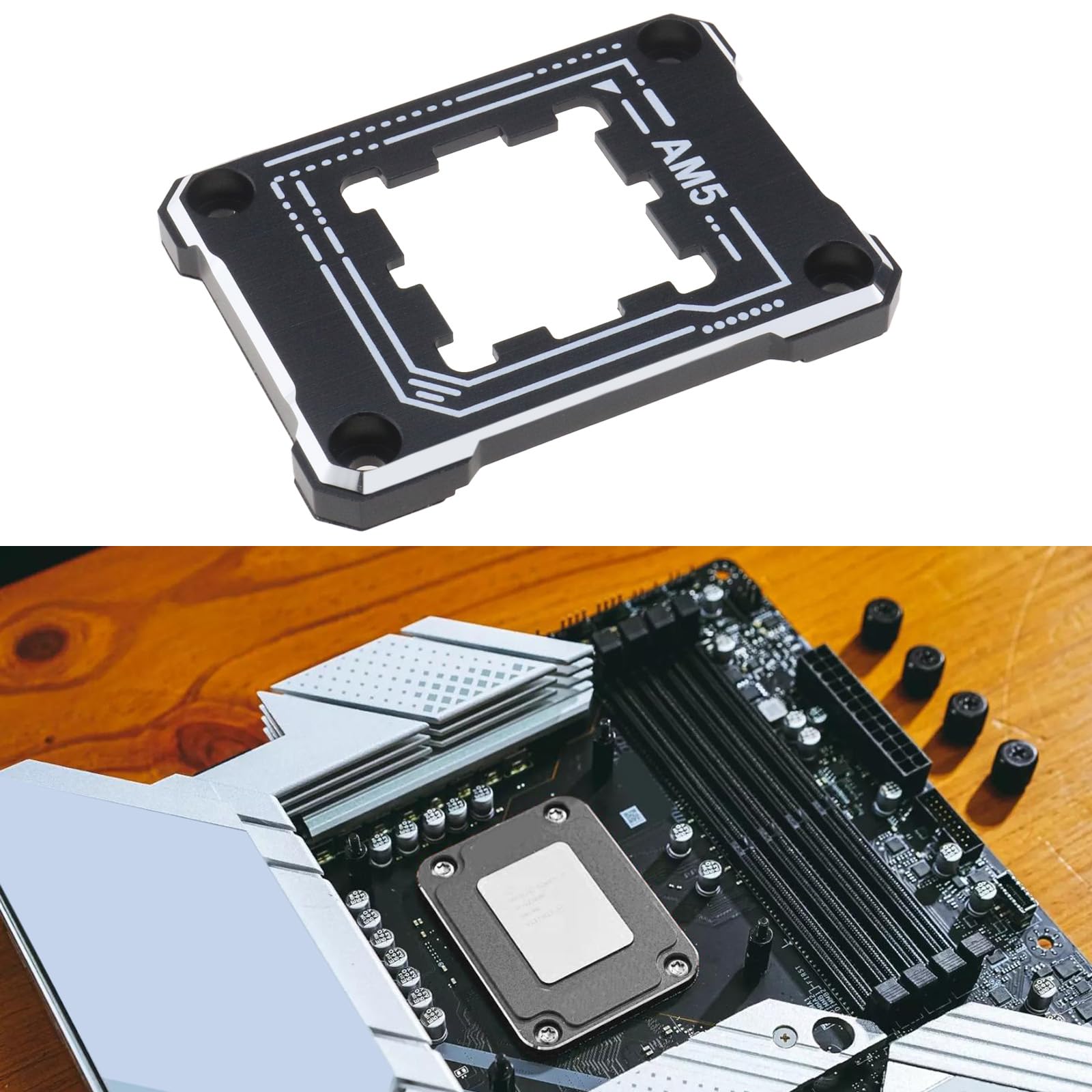 Create idea Supporto CPU AM5 Telaio di Contatto Anti-flessione AM5 con 4 Viti E 1 Cacciavite Telaio di Fissaggio Anti-flessione Correttivo 75x56mm/ 2,95x2,2 Pollici Nero