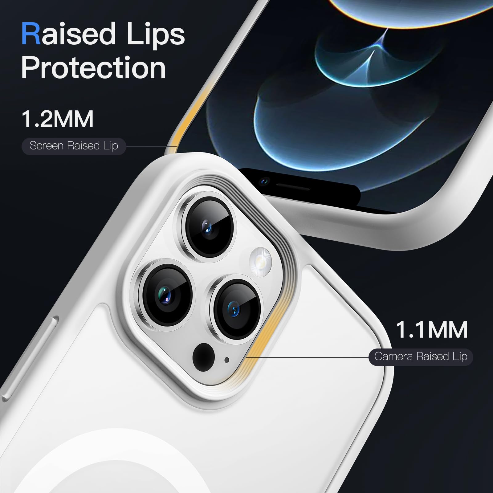 JETech Cover Magnetica per iPhone 12 Pro Max 6,7 Pollici Compatibile con MagSafe, Custodia Traslucida Opaca Posteriore Sottile Antiurto (Beige