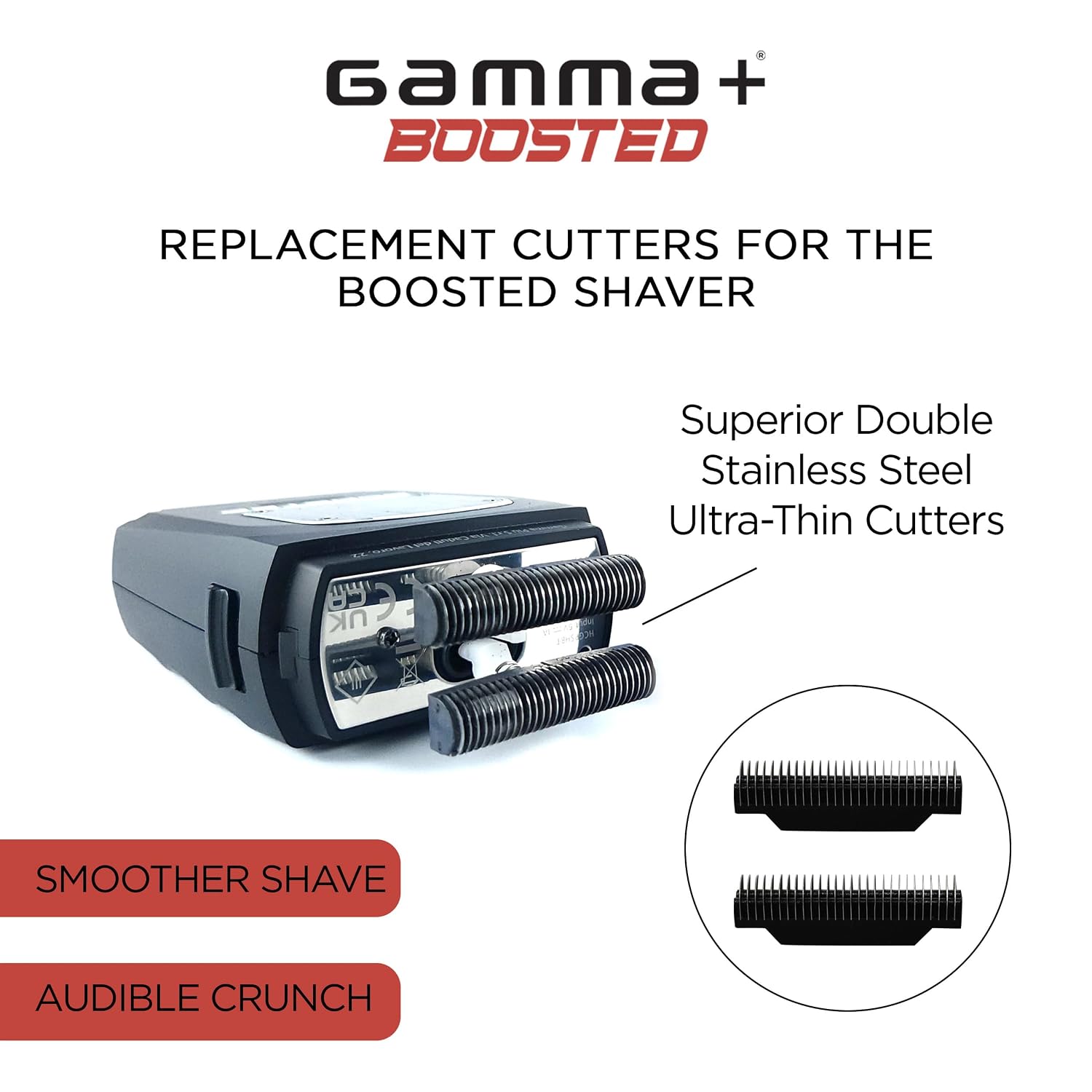 GAMMA+ Replacement Set of 2 Stainless Steel Crunchy Cutters Compatible with Gamma+ Boosted Shaver