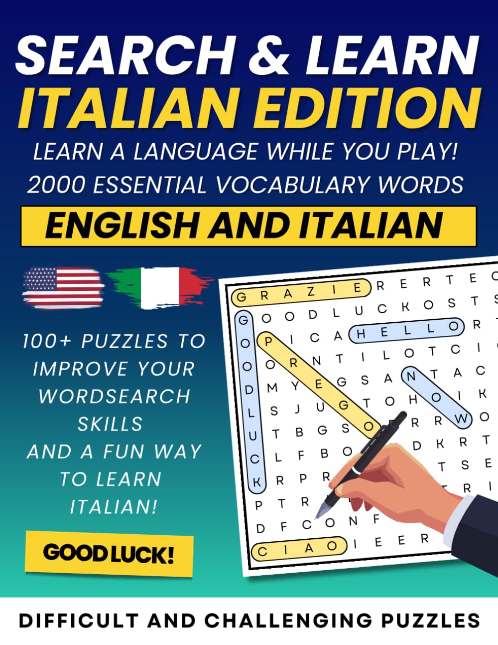 Search and Learn: Italian Edition: 2000 Essential Vocabulary Words