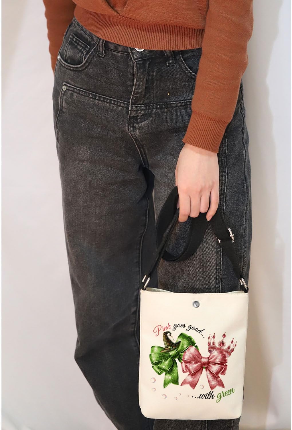 MAOFAED Witch Pink And Green Crossbody Bag, Because I Knew You I Have Been Changed for Good(pink goes goodXK) - Image 6