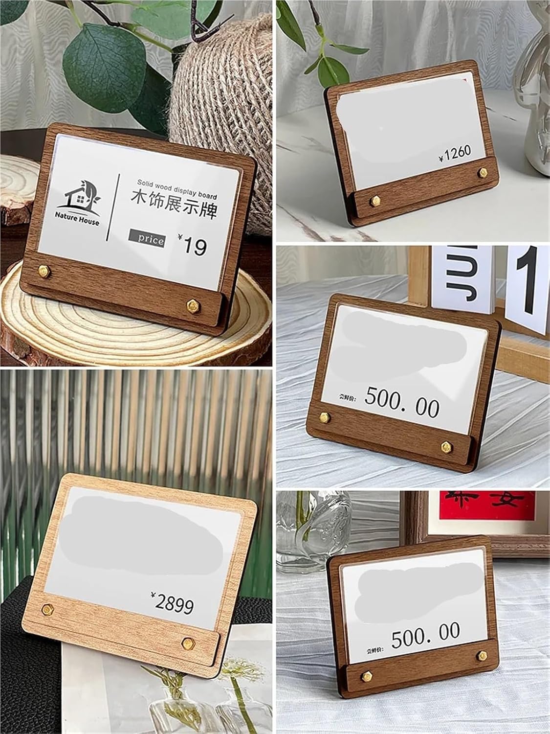 3pcs Wooden Price Display Board Label Stand Card Holder Sign Advertising Table Tag(115x90mm)