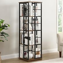 Freestanding Storage Shelf, Rotatable & Multi-Tier Display Organizer, Engineered Wood Frame Rack for Bedroom Living Room Black, Rectangular