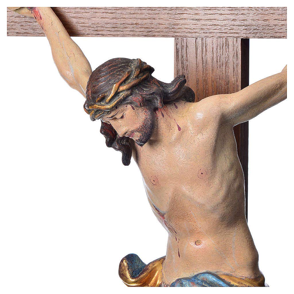 Holyart Crucifijo de mesa cruz recta Corpus Valgardena Antiguo Gold, 42 cm (16.54 inc.)