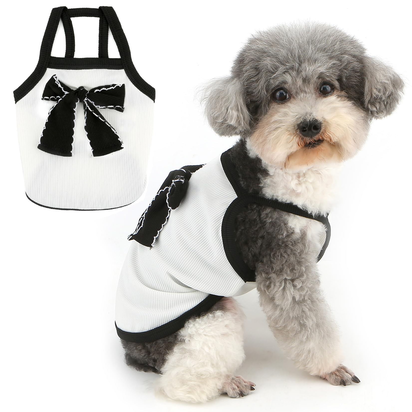 Canottiera Estiva Per Cani Piccoli – Maglietta Con Fiocco, Morbida E Traspirante, Taglie XS-XL