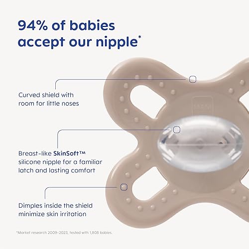 Miniatura 3 de MAM Chupetes originales Start Night para bebé, Binky para 0-3 meses, pezón de silicona sin BPA, fácil de limpiar, lo mejor para bebés recién