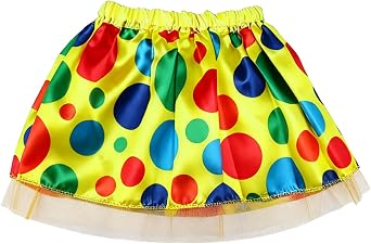 Adult Clown Tutu Skirt Elastic Short Rainbow Polka Dot Skirt for Halloween Festival Parade Carnival Circus Costume Clown Costume Accessories