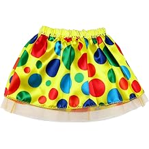 Adult Clown Tutu Skirt Elastic Short Rainbow Polka Dot Skirt for Halloween Festival Parade Carnival Circus Costume Clown Costume Accessories