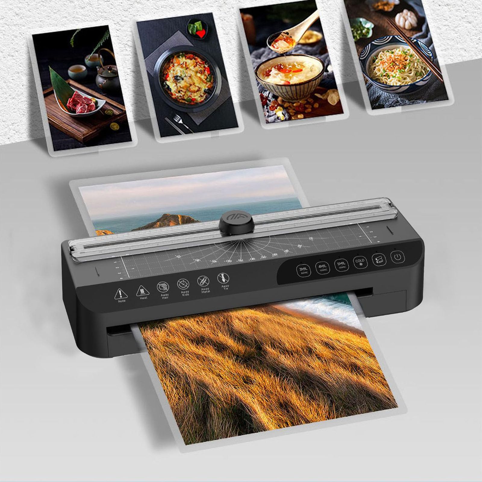 Laminator do zdjęć, Maszyna do Laminowania A4 na Gorąco i na Zimno z funkcją Szybkiego Nagrzewania, Laminowanie z dużą prędkością 320 Mm/Min Kompaktowy Laminator z gilotyną do