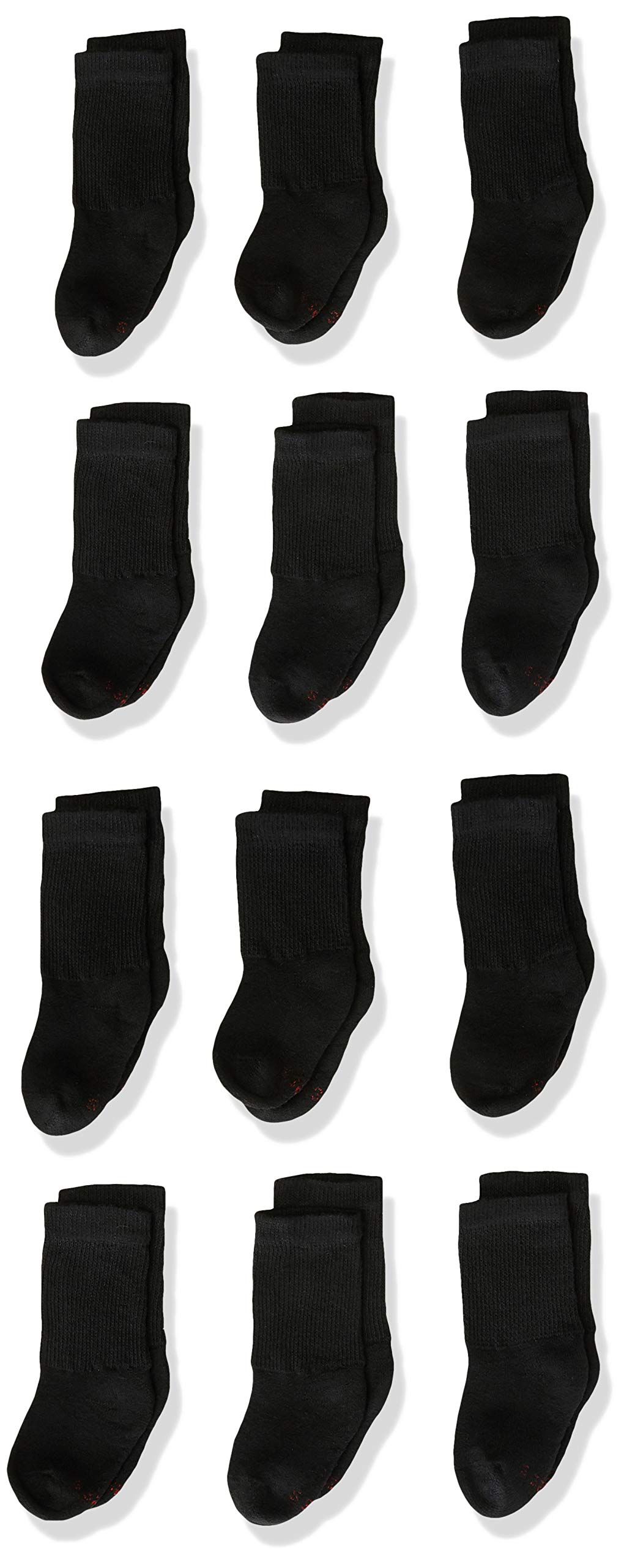 Hanes boys Extra Durable Crew Socks, Black, M