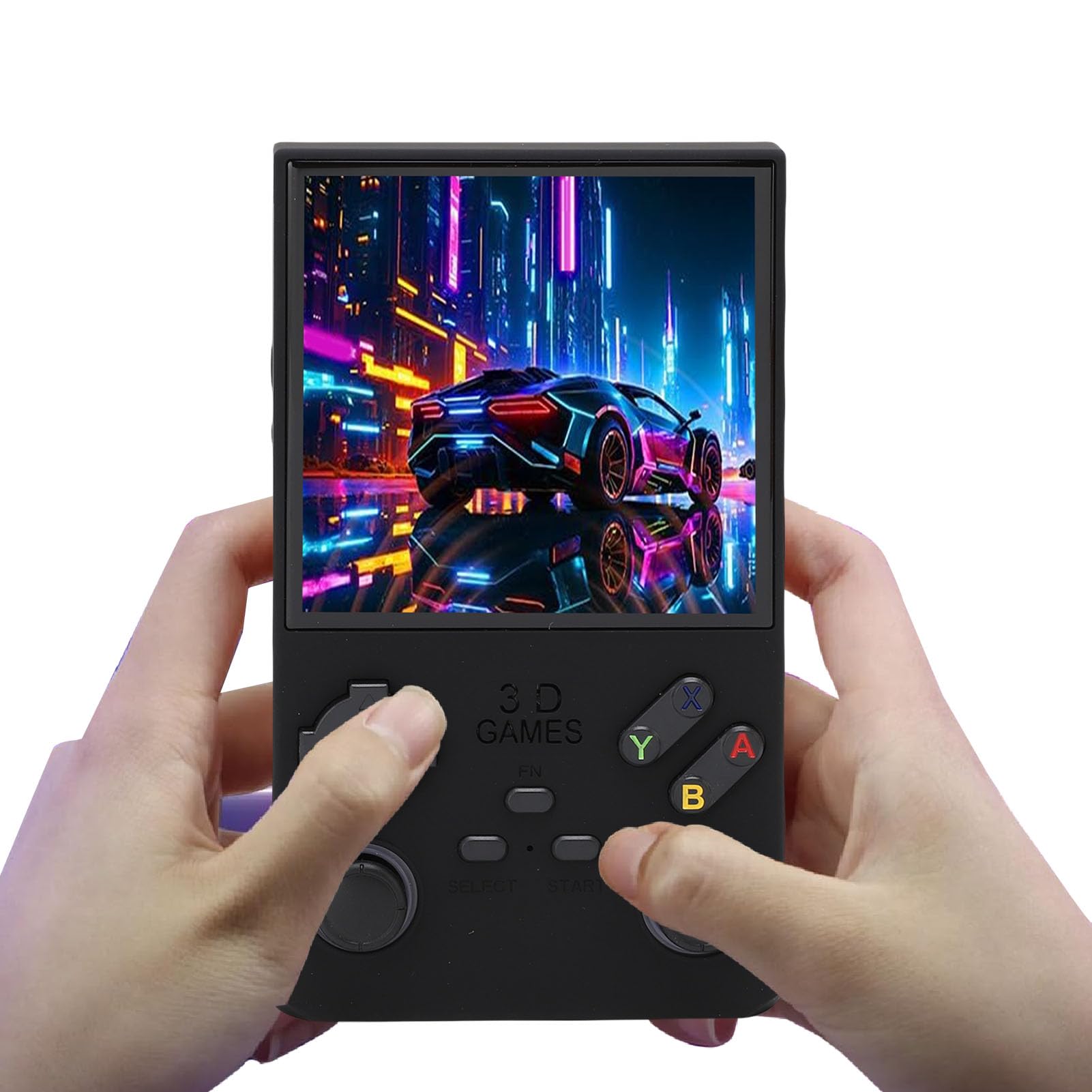 Pyhodi Handheld-Videospielkonsole, Retro-Handheld-Gaming-Konsole, 256 GB Speicherkarte, 720x720 4,0-Zoll-IPS-Bildschirm, 8W-Lautsprecher, mit High-Fidelity-Stereo-Lautsprechern für (Black)