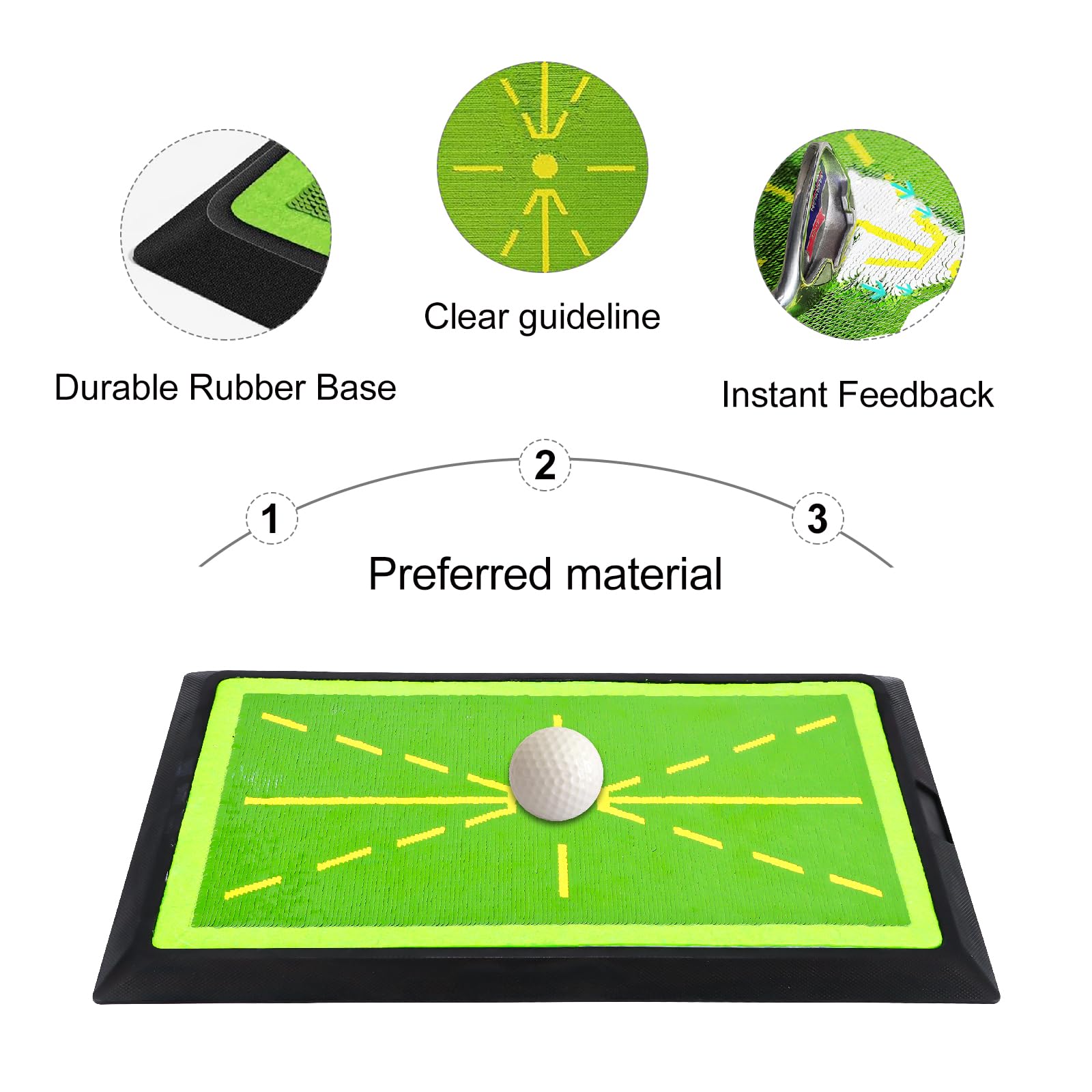 ALLOMN Schwungmatte mit Rutschfester Gummiunterlage - Golf-Übungsmatte für Schlagtraining im Innen- und Außenbereich, Divot-Matte für Anfänger, Erwachsene und Kinder