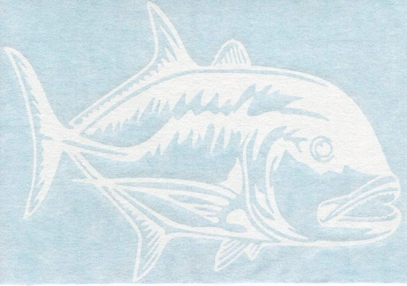 Giant Trevally Ulua Kingfish - Cars Trucks Moped Helmet Hard Hat Auto Automotive Craft Laptop Vinyl Decal Store Window Wall Sticker 01047