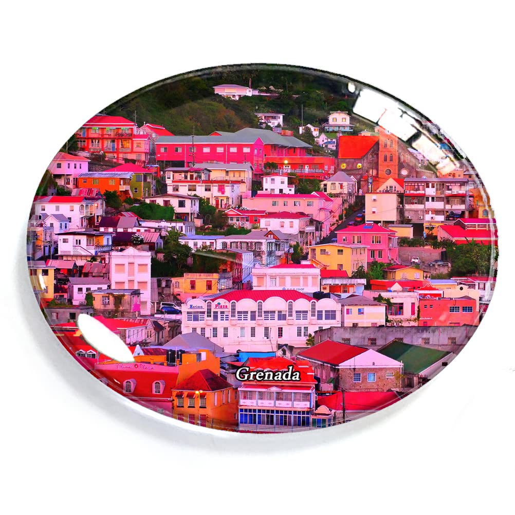 Grenada-2255 Grenada Magnet Fridge Refrigerator Freezer Magnet Sticker Souvenir Decorations Oval Crystal Magnet Kitchen Whiteboard