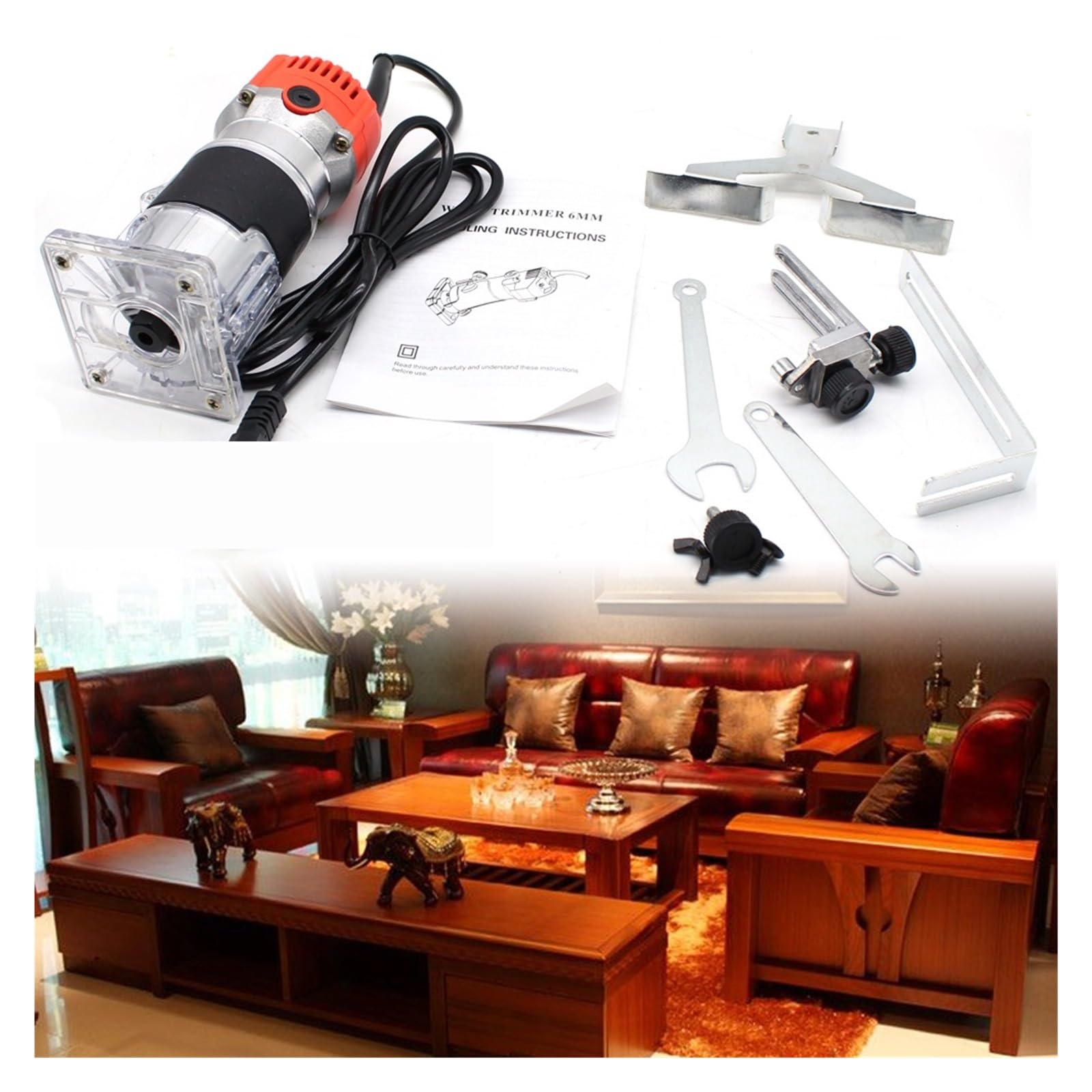 Elektryczny Laminator Do Drewna Router 800w Mini Ręczny Trymer Przycinania, Rowkowania I Wiercenia Mocny I Precyzyjny