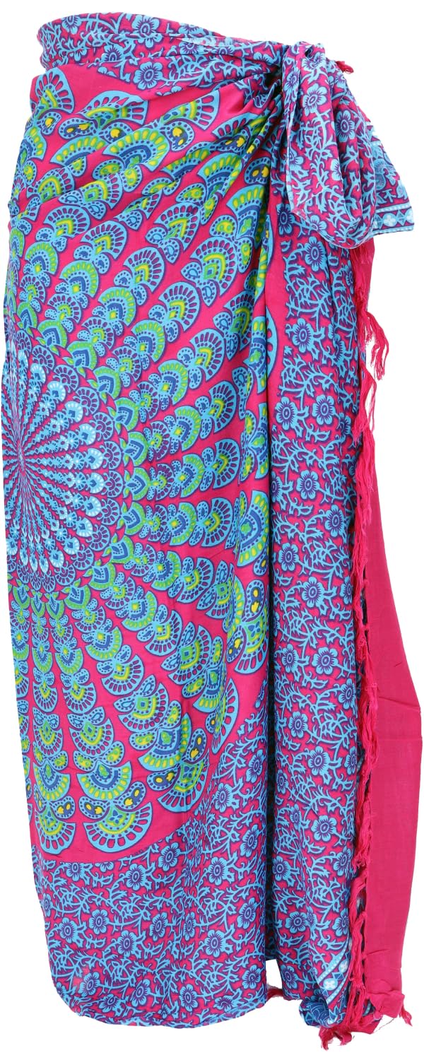 Bali Sarong Pareo Chusta na Ścianę Spódnica do Przewijania Mandala 160 x 115 cm Niebieski Różowy