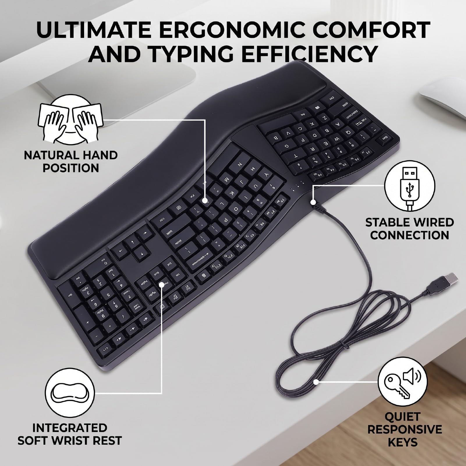 Przewodowy, Ergonomiczny, Podzielony Układ Klawiatury