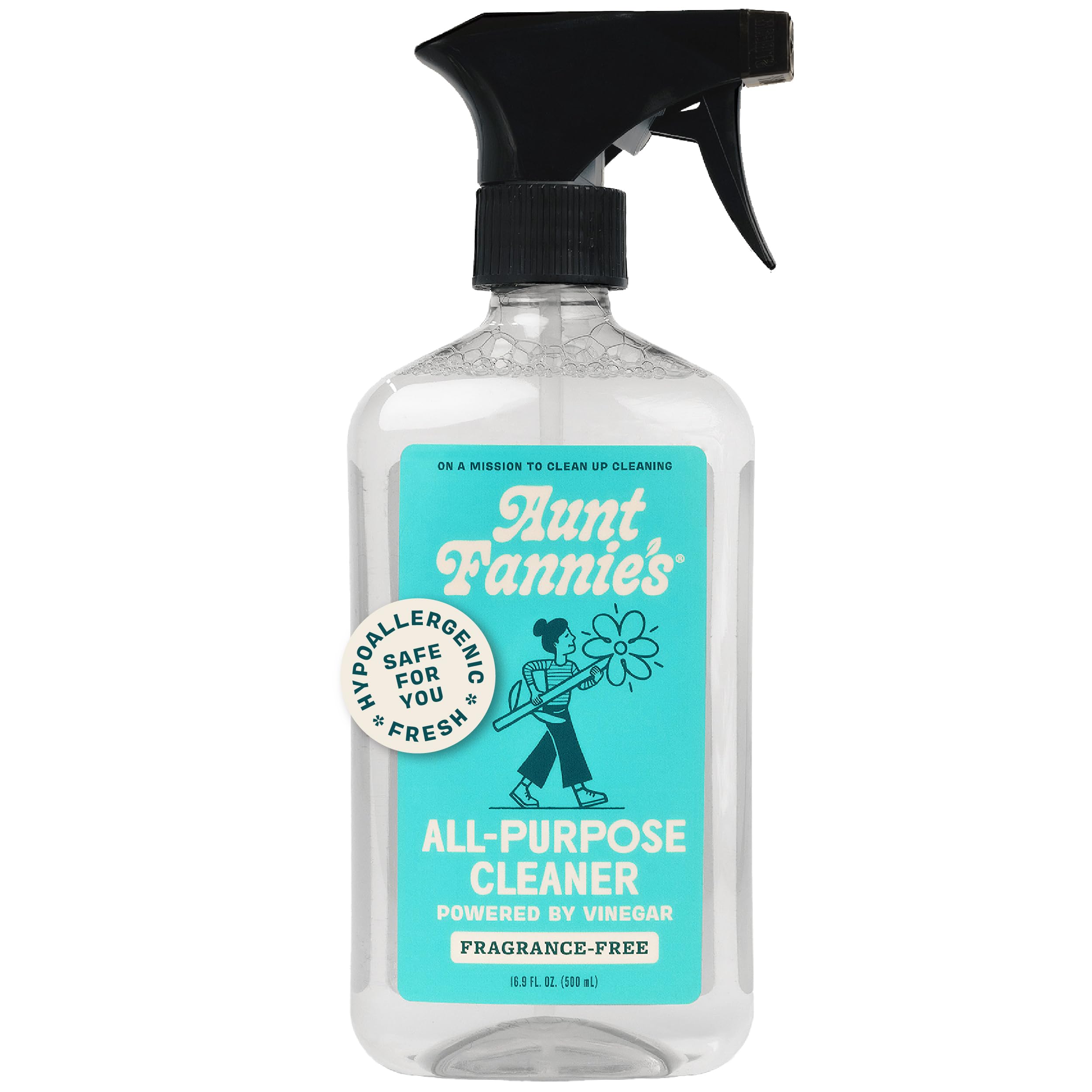 Aunt Fannie'sAll Purpose Household Cleaner, Multi-Surface Spray Cleaner, Powered by Vinegar for Kitchen, Bath, Windows and Countertops, Fragrance Free, Pack of 1