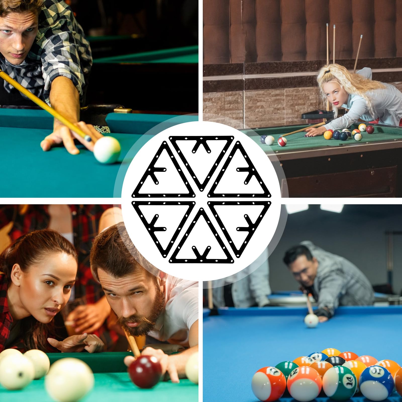 Yuanchu Set triangolo da biliardo, 6 pezzi, Magic Billiard, rack da biliardo, supporto a sfera da biliardo, per 8 palline, 9 palloni e 10 palline, accessori per la casa e le Pr