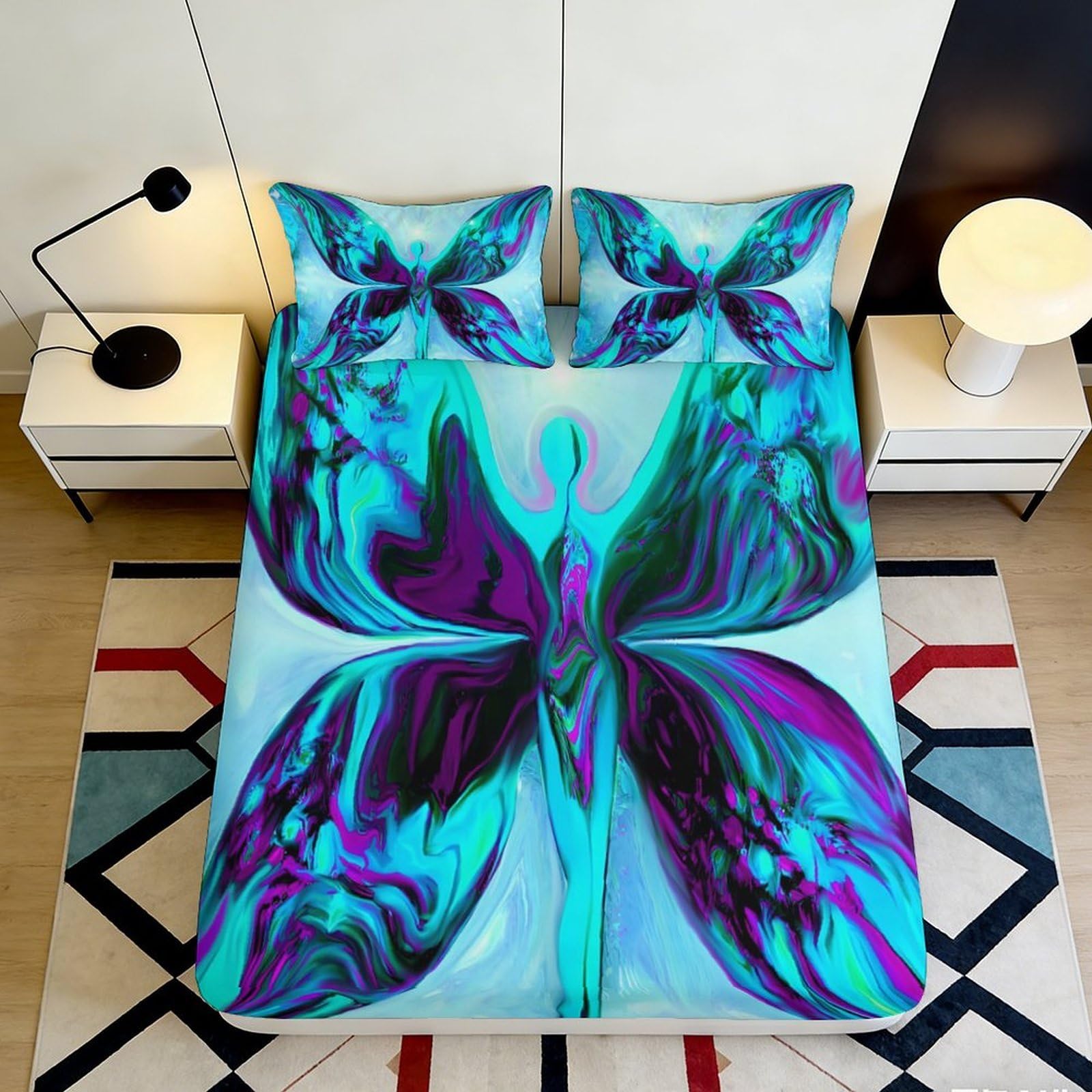 3D Printed Lily Fitted Sheet Microfiber Deep Pocket Elastic Hem Lily Mattress Fitted Cover for Bedroom 120x200x25cm