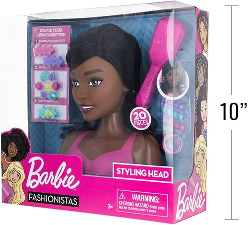 Miniatura 6 de Barbie Just Play - Cabeza de peinado pequeña, cabello negro, juguetes para niños a partir de 3 años