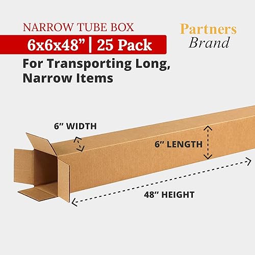 Miniatura 2 de Partners Brand P6648SK Cajas de cartón corrugado de 6 pulgadas de largo x 6 pulgadas de ancho x 48 pulgadas de alto, kraft (paquete de 375)
