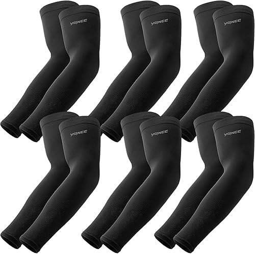 Vista 16 de YQXCC 4 pares de mangas de brazo, mangas de compresión deportivas de protección solar UV para hombres y mujeres, mangas de brazo de baloncesto