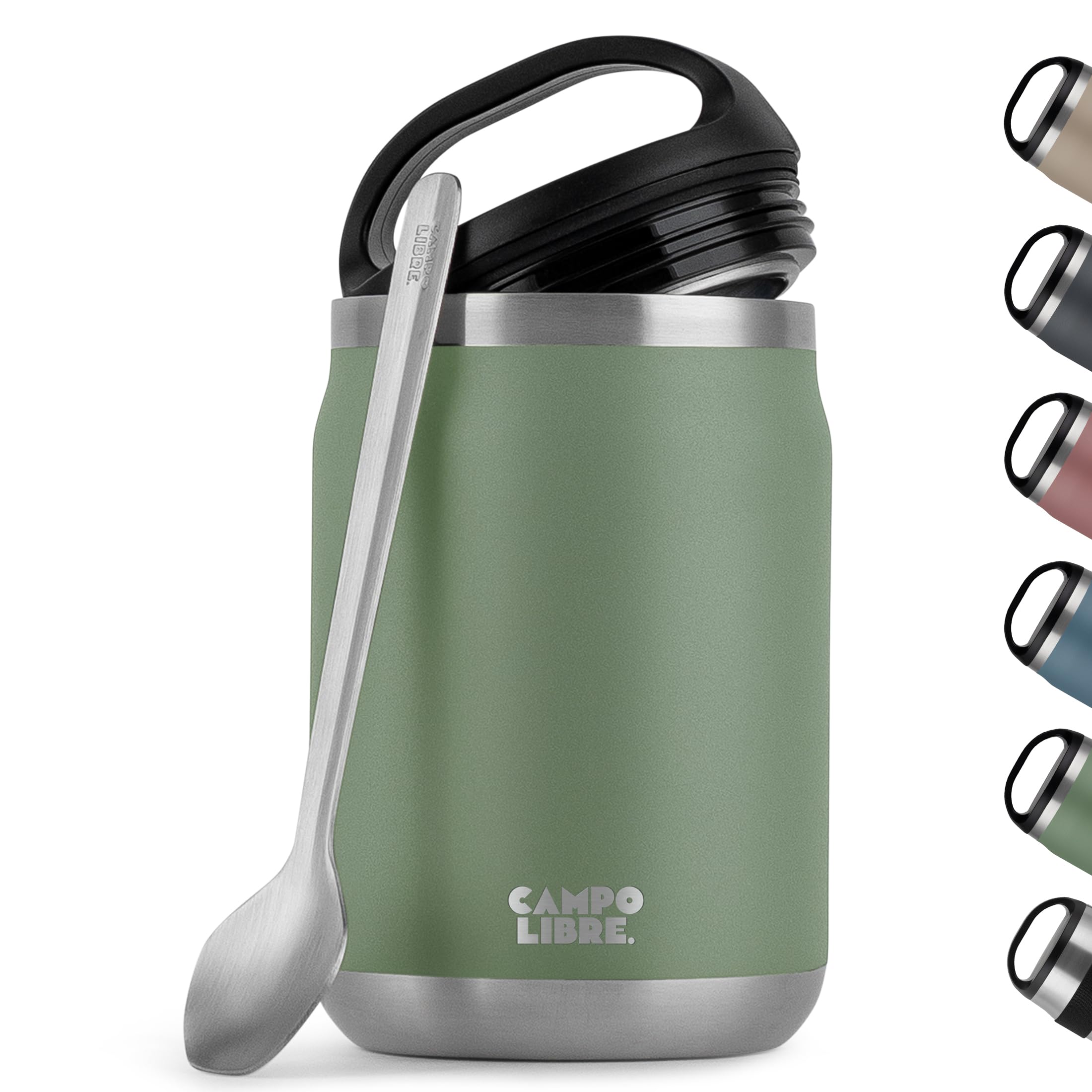 Campo Libre. Moos Campo Libre.® Food Flask 800Ml – Insulated Lunch Box With Spoon, Bpa-Free Hot & Cold Food Container For Soup, Porridge, Baby Food, Camping Or School – Leakproof & Ideal For On-The-Go, Moss