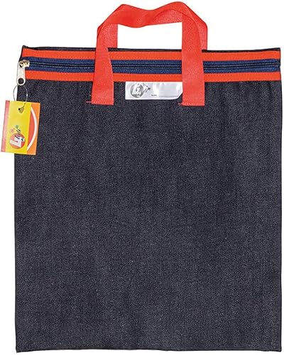 Trefoil 4Kids Denim Library Book Bag with Handle, Red