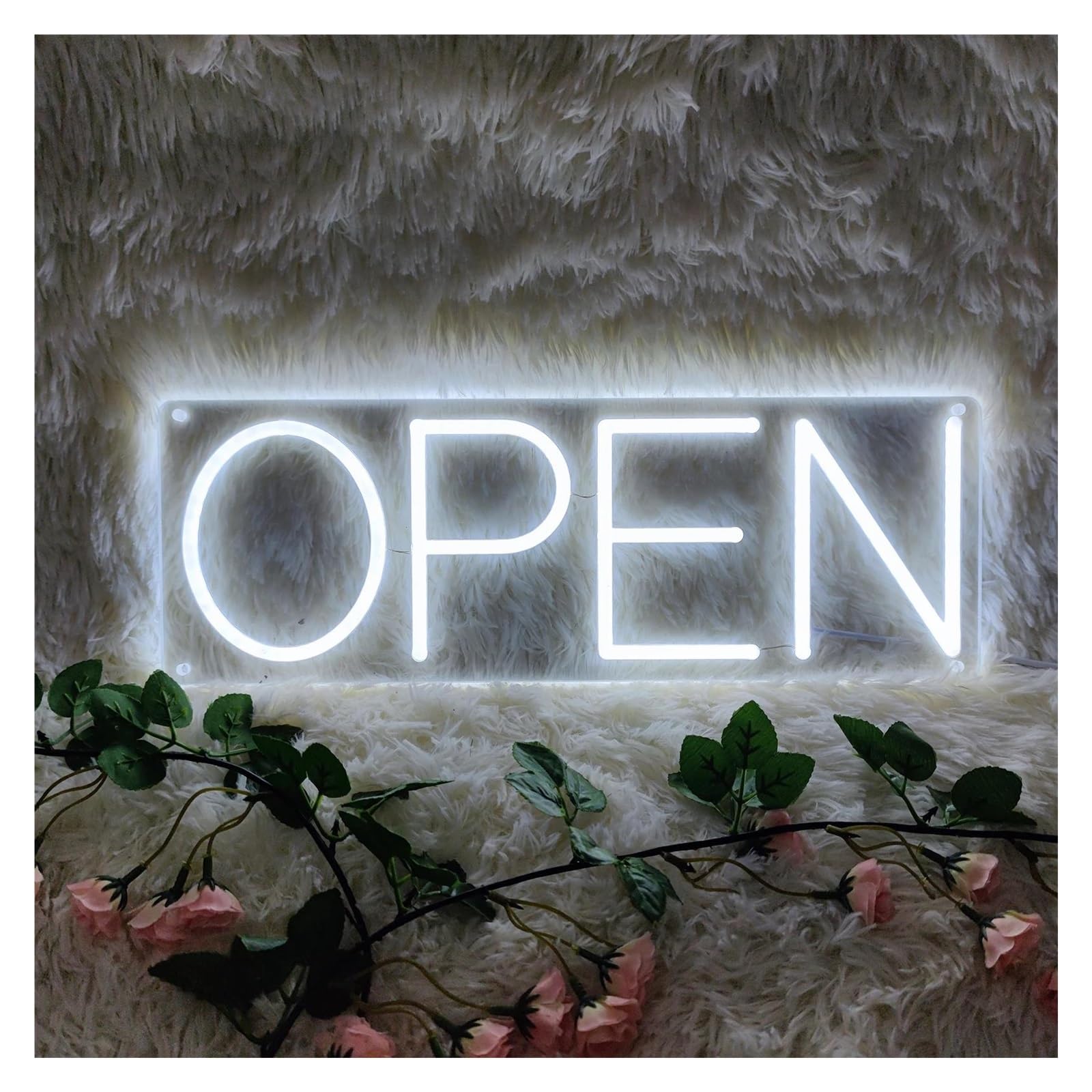 RONGCH Hanging Art Signs Open Neon Sign Opening LED Light Dimmable for Commercial Shop Lighting Salon Coffee Restaurant Office Wall Decor 43cmx14.9cm