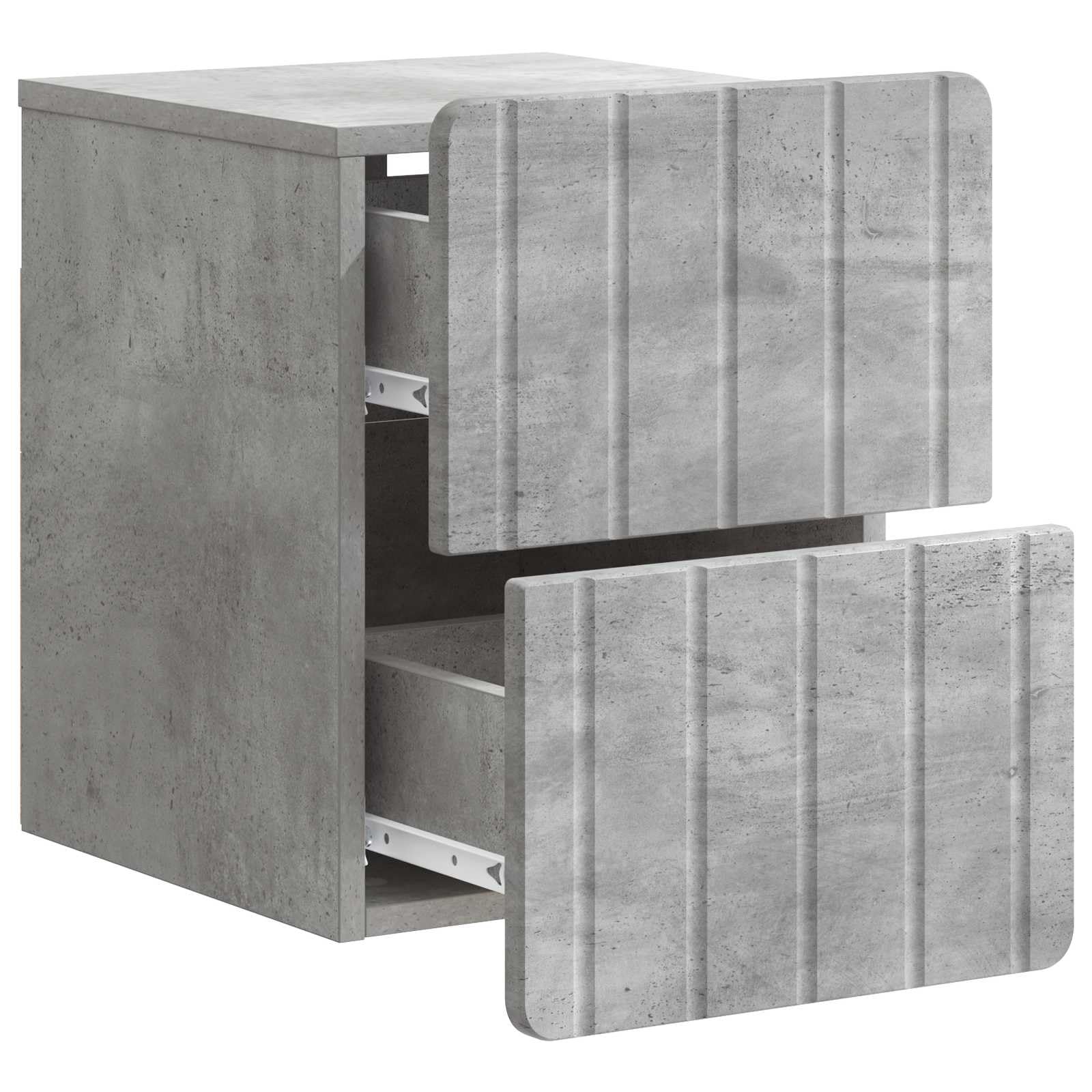 Mobiletto da notte a muro grigio cemento con ampio cassetto supporto per camera soggiorno ingresso e corridoio compatto 33x34,5x43 cm