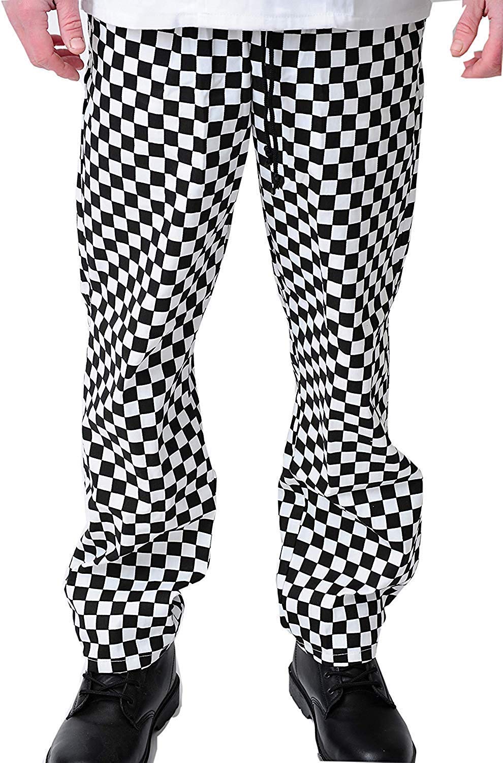 Black Pepper Plain Poly Cotton Professional Kitchen Chef Trouser and Sizes: XS - 3XL (5XL, Black/White)