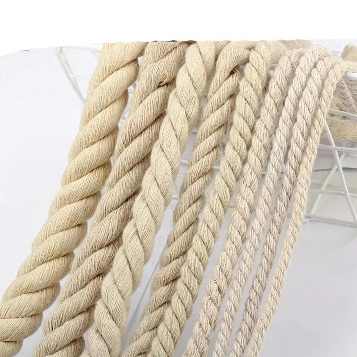 5M 5/6/7/8/10/12/15/18/20 mm Cordón de algodón Trenzado para Bolsa Decorativo Alta tenacidad 3 acciones Cuerdas Accesorios Textiles de Costura DIY-18 mm-5 Metros