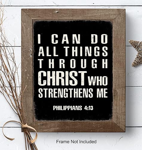 Miniatura 7 de Christian Bible Verse Art Print 11x14 - I Can Do All Things Through Christ - Christian Wall Art for Men - Jesus Scripture Wall Decor - God Wall Art