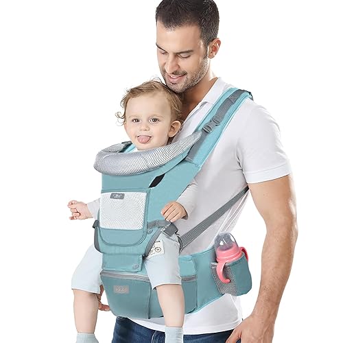 Portabebés ergonómico para bebés con asiento de cadera, bolsa de canguro suave, portabebés para recién nacidos a niños pequeños de 7 a 45 libras,