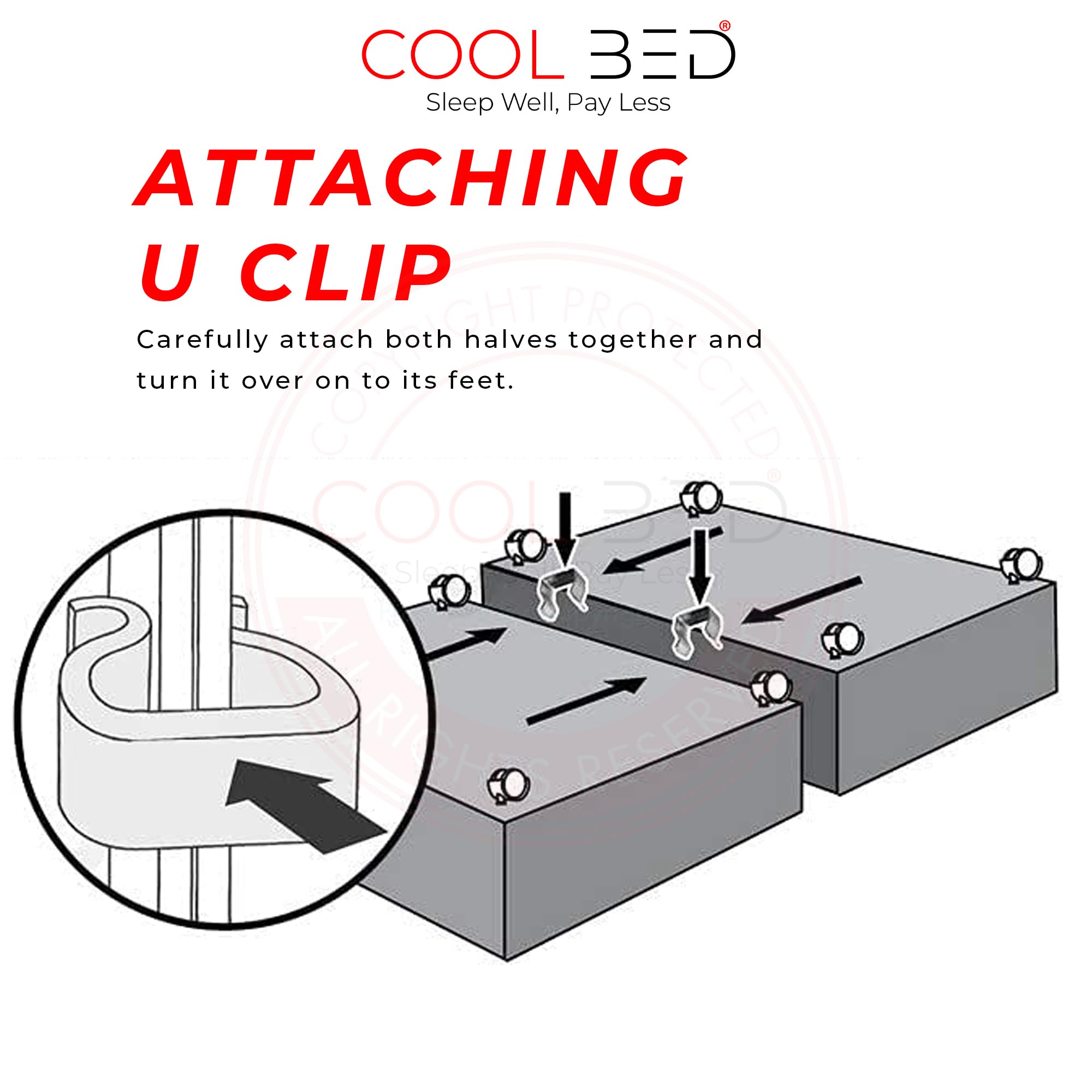 COOL BED 2 x Metall-U-Clips zum Verbinden von Diwan-Bettgestellen oder Ottoman-Bettgestellen (2 x Metall-U-Clips)