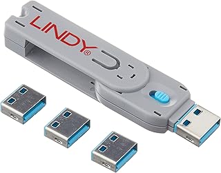 Lindy 40452 Cadenas USB avec clef 4 pièces Bleu