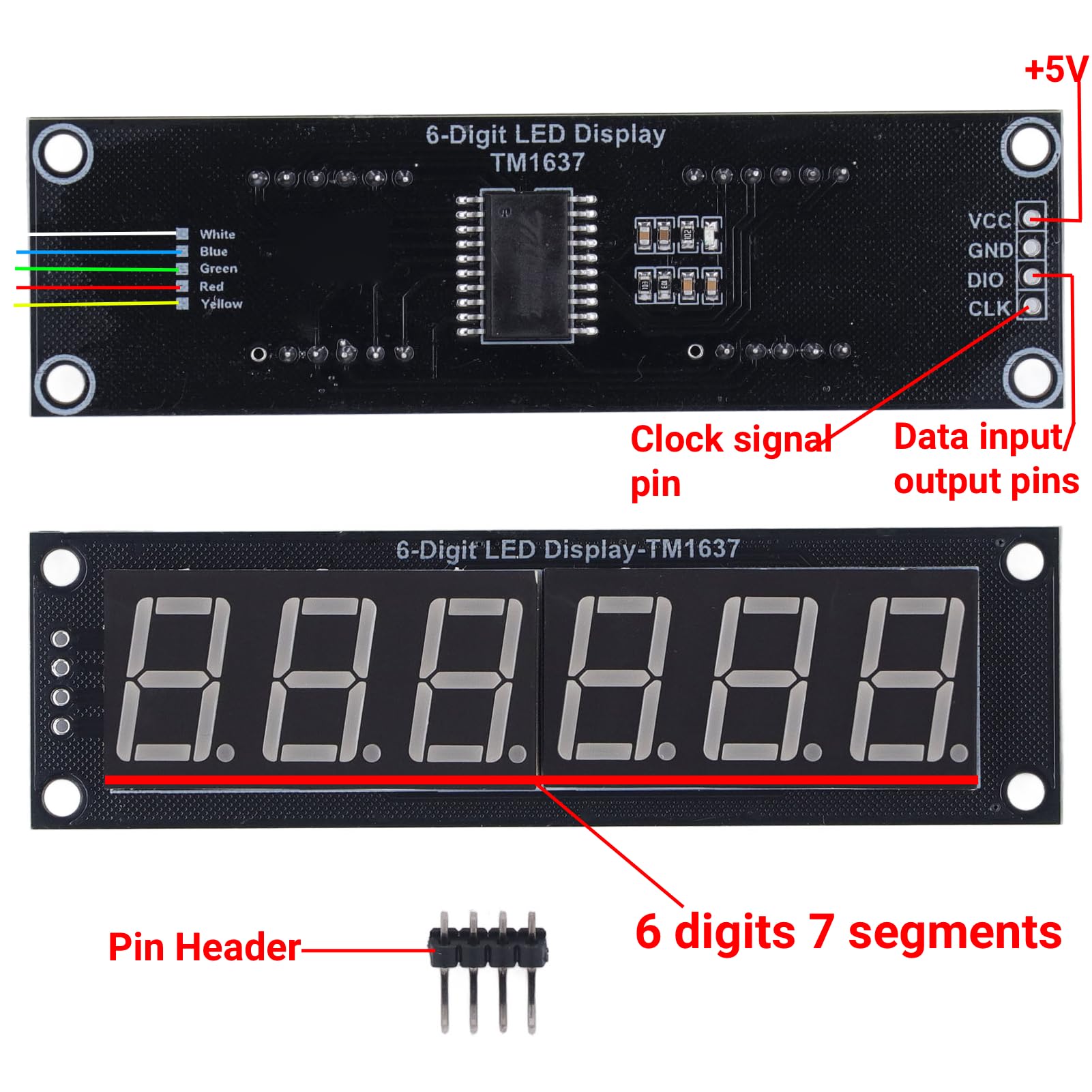 0.56in 6 Digit 7 Segment Display Module LED Display Digital Tube