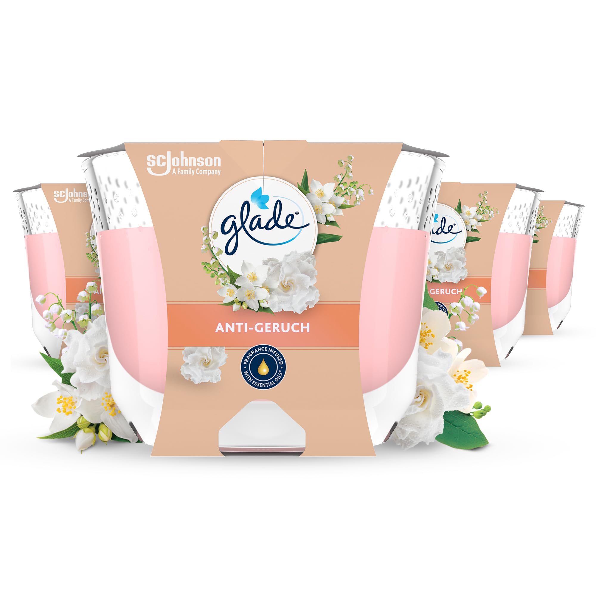 Glade Duftkerzen im Glas 4er-Pack, Mit ätherischen Ölen, 4 Stück