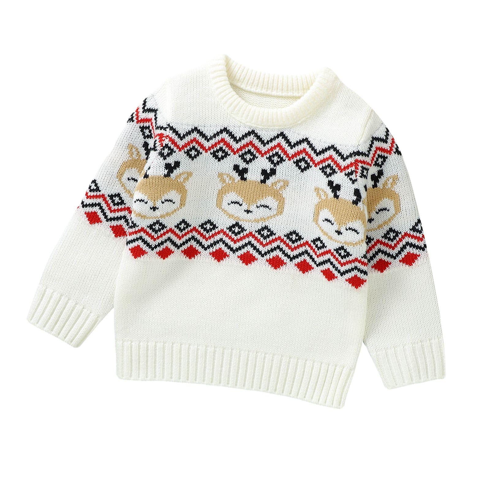 Carolilly Maglia Neonato di Natale Carino Maglione Neonata Manica Lunga con Stampa Alce Maglia Pullover Natalizia Invernale per Bambino Elegante