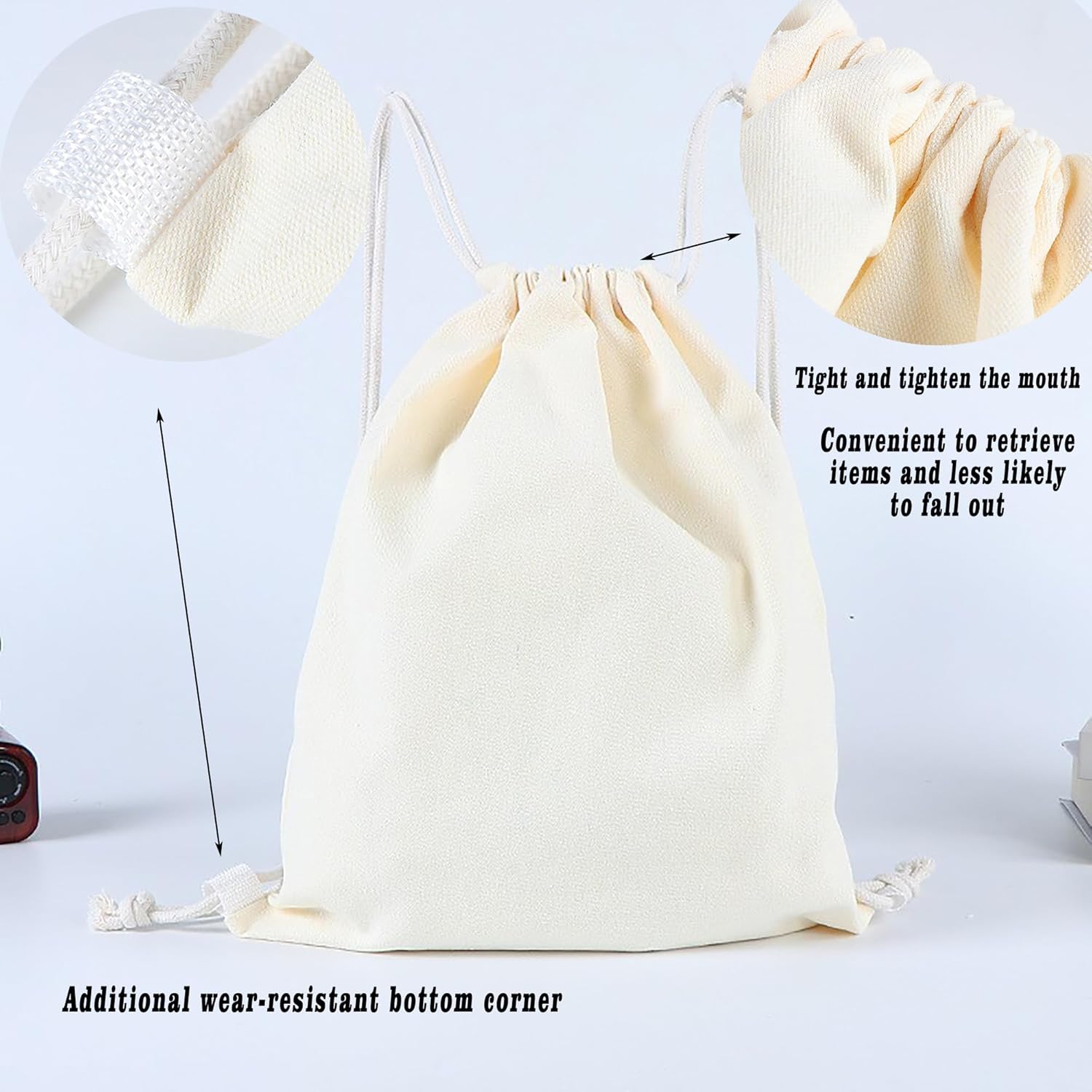 Customize Canvas Drawstring Bags 10/50/100，Bulk Custom Canvas Bag Large Capacity Sports Storage Travel Backpack，Great Travelling, Gym Everyday Use