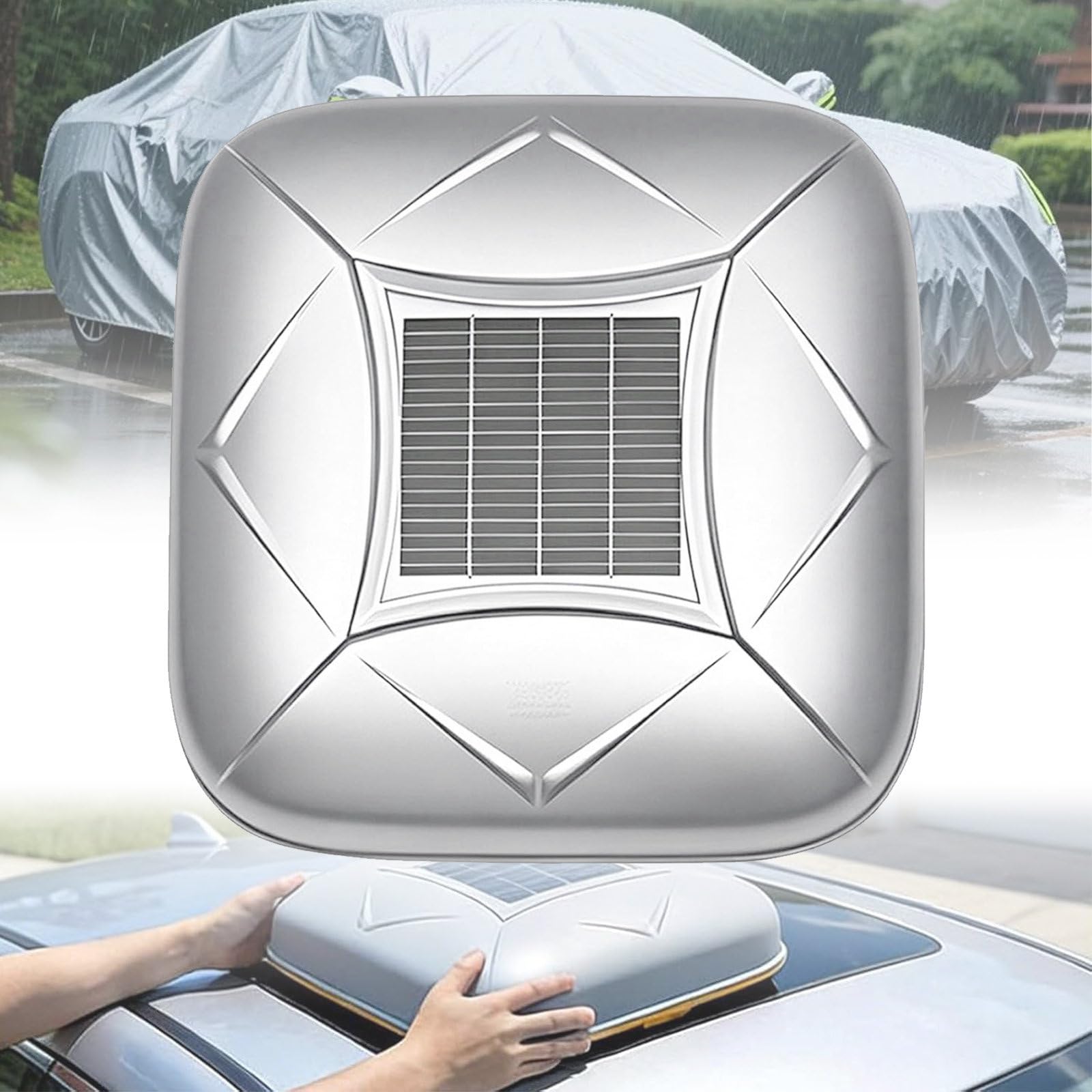AETEREOS Solar Automatic Car Cover with Remote Control, Car Cover Solar Charging, Quick 10s Open, All-Weather Protection for Sedan SUV MPV, Multiple Sizes Silver-3L